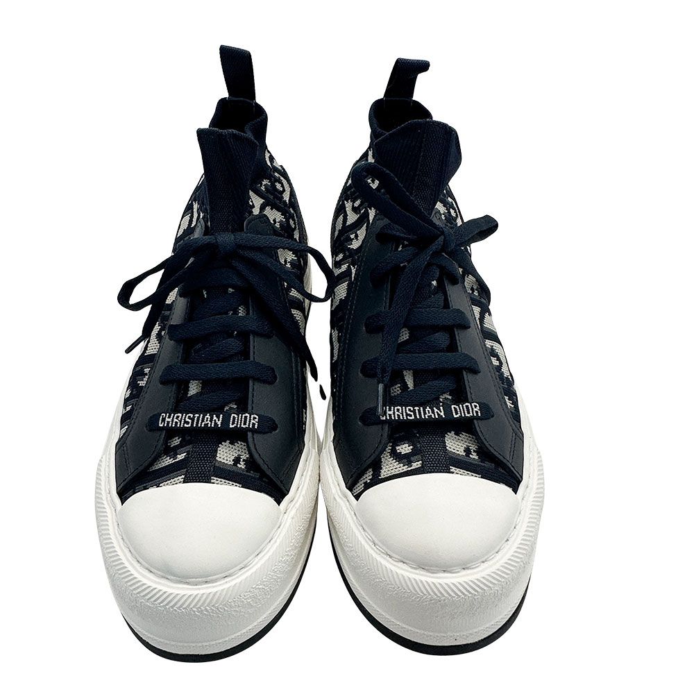 Dior Sneakers Cotton Walking Blue Navy White 36.5 High Cut Replacement — view 2