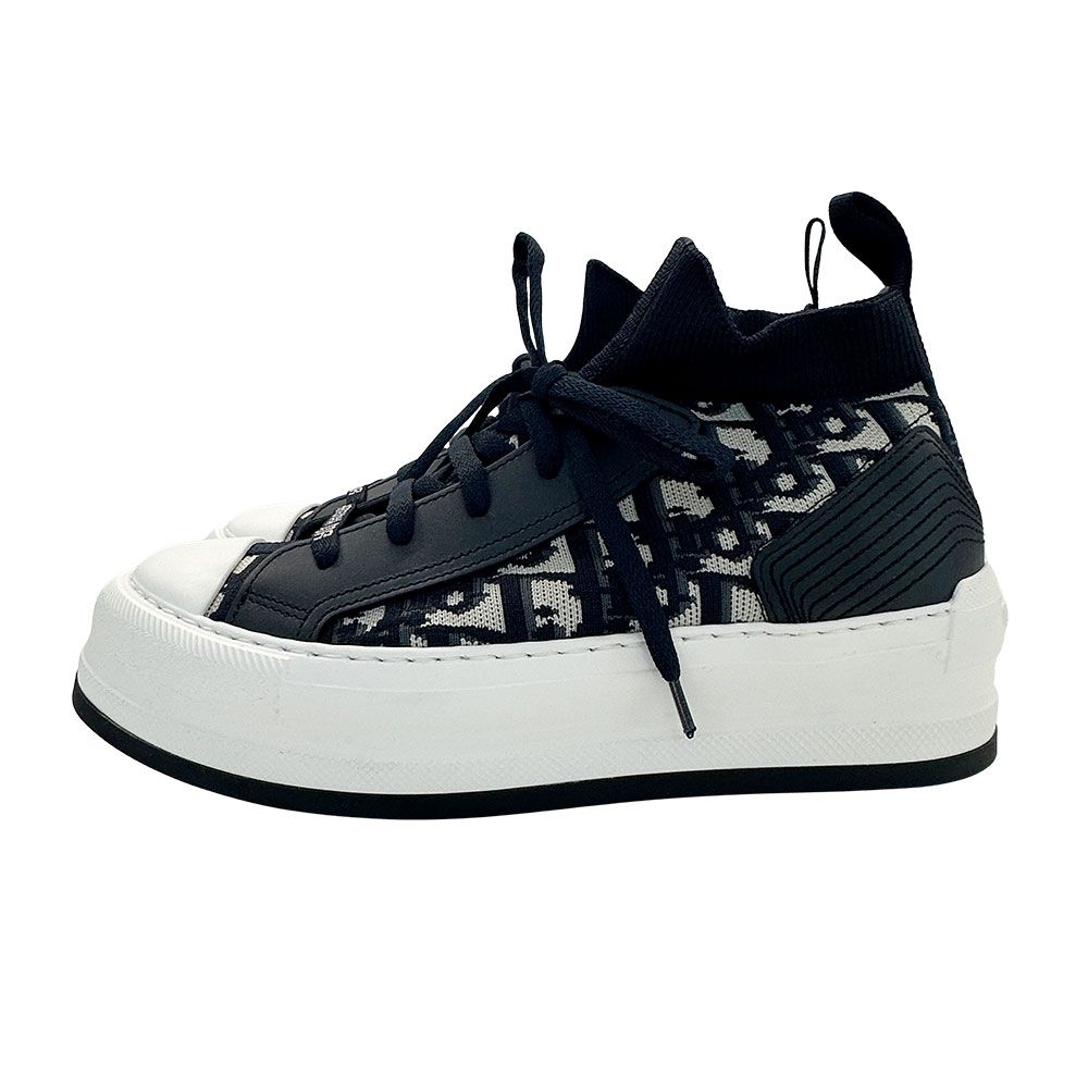 Dior Sneakers Cotton Walking Blue Navy White 36.5 High Cut Replacement — view 3