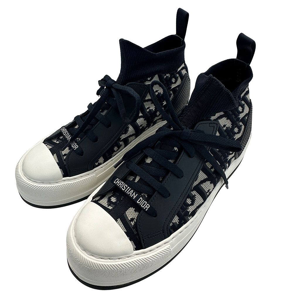 Dior Sneakers Cotton Walking Blue Navy White 36.5 High Cut Replacement — view 6