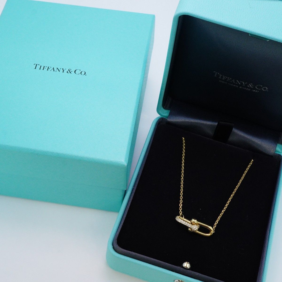Tiffany & Co Necklace Double Link 18k Yellow Gold Diamond — view 8