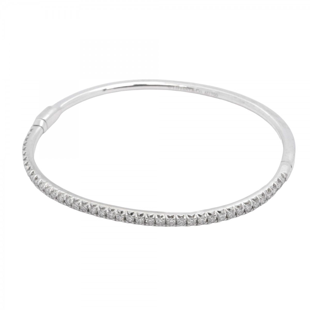 Tiffany & Co Bangle Metro Hinge 18k White Gold Diamond Bracelet