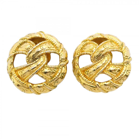 Chanel Earrings Vintage CC Logo Gold Plated