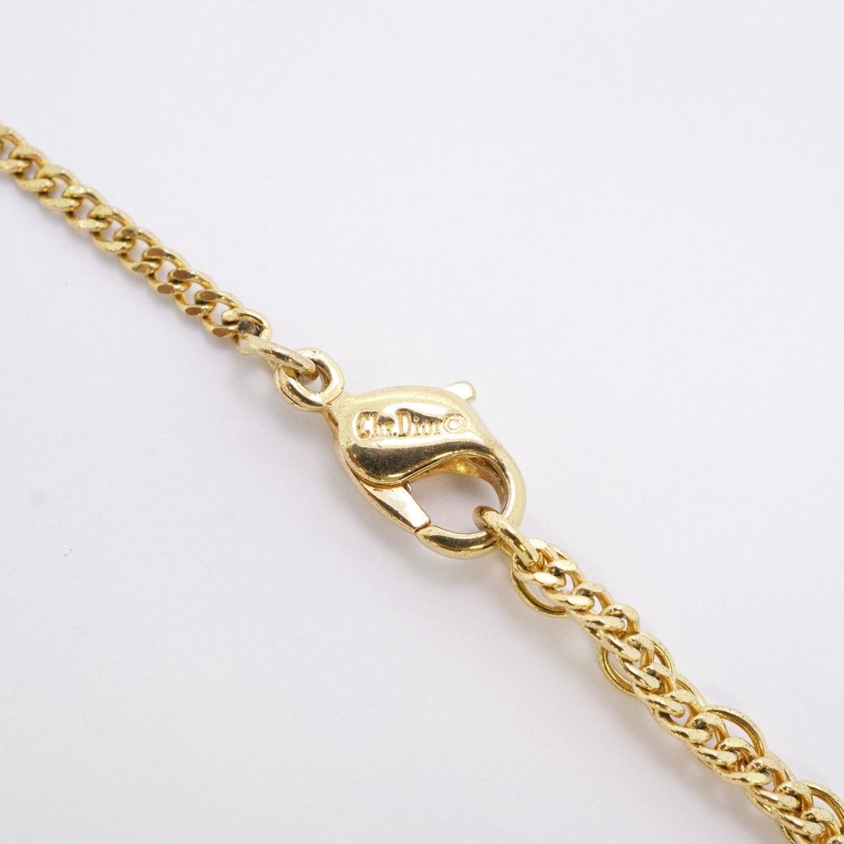 Dior Necklace Logo Oval Gold Plated Rhinestone — view 4