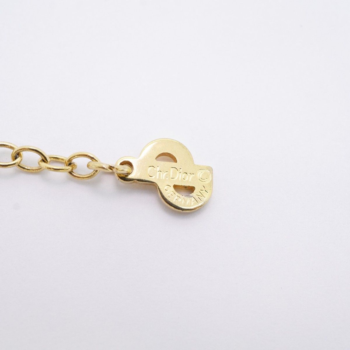 Dior Necklace Logo Oval Gold Plated Rhinestone — view 6