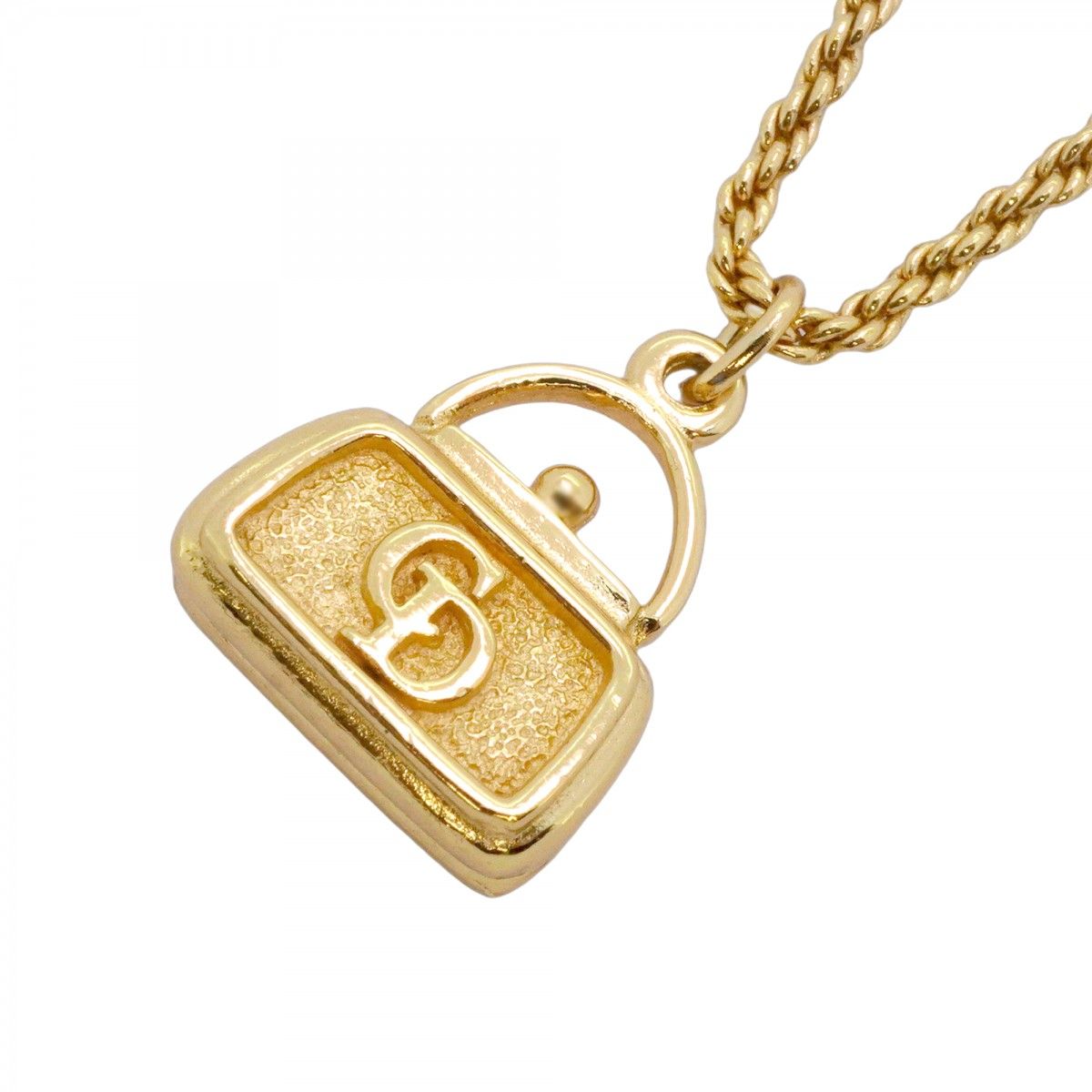 Dior Necklace CD Logo Bag Motif Gold Plated