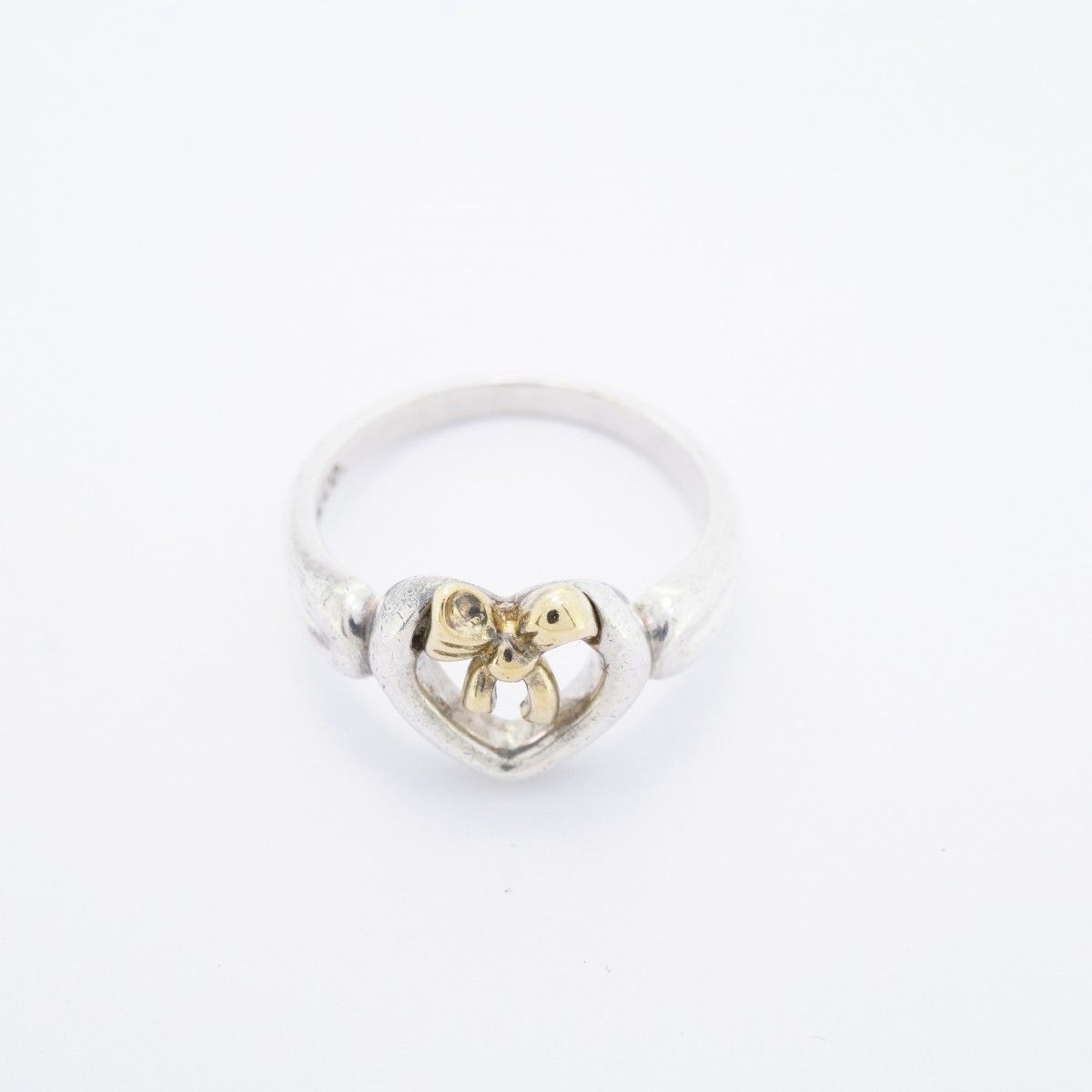 Tiffany & Co Ring Heart Ribbon 18k Yellow Gold 925 Sterling Silver — view 3