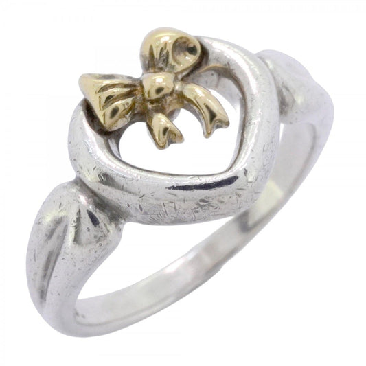 Tiffany & Co Ring Heart Ribbon 18k Yellow Gold 925 Sterling Silver