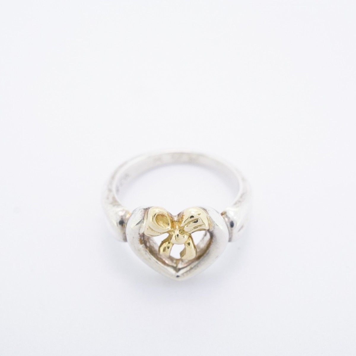 Tiffany & Co Ring Heart Ribbon 18k Yellow Gold 925 Sterling Silver — view 3