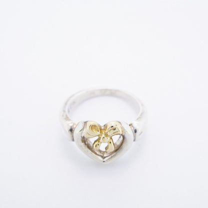 Tiffany & Co Ring Heart Ribbon 18k Yellow Gold 925 Sterling Silver — view 3