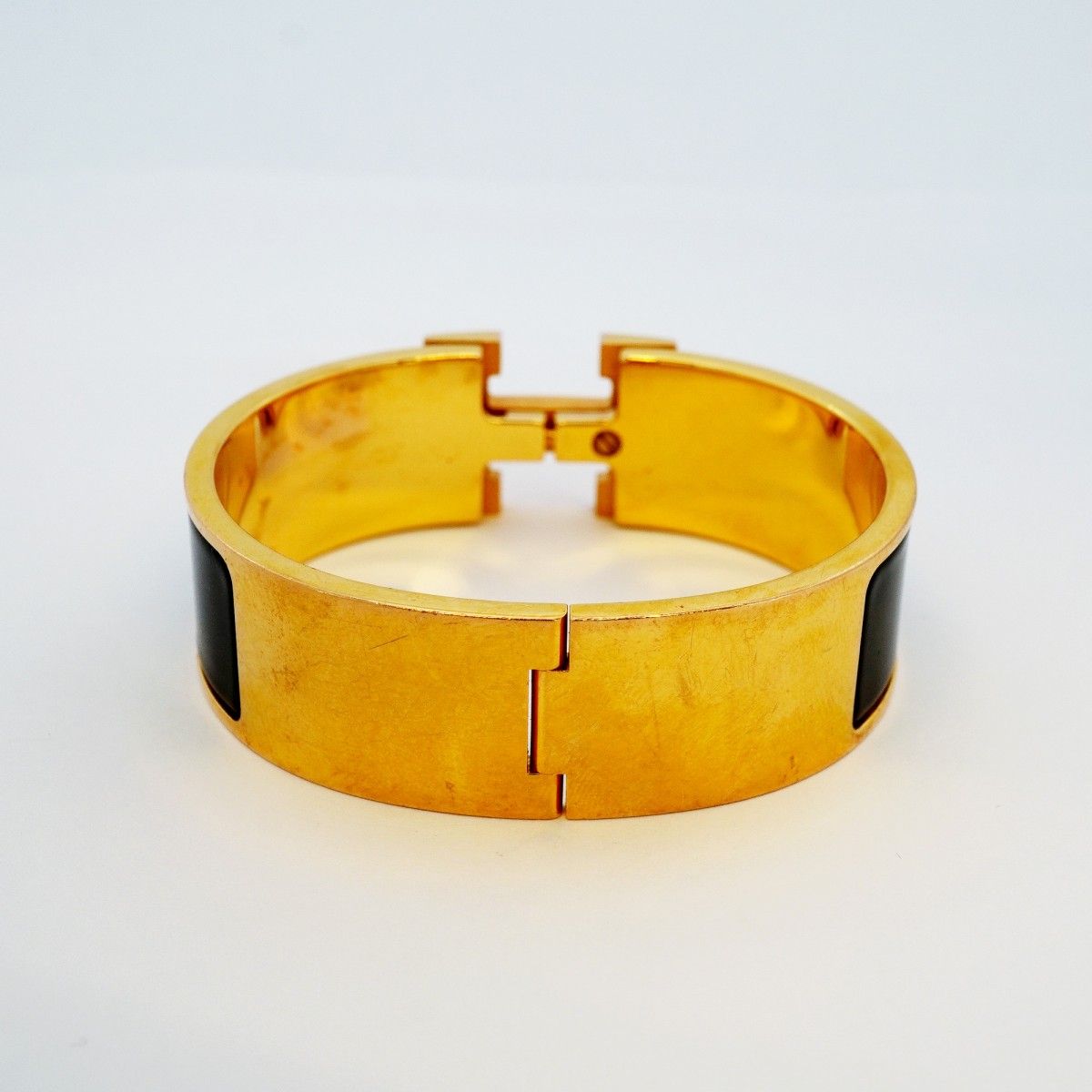 Hermes Bangle Clic Clac GM Gold Plated Black Cles Dies Bracelet — view 8