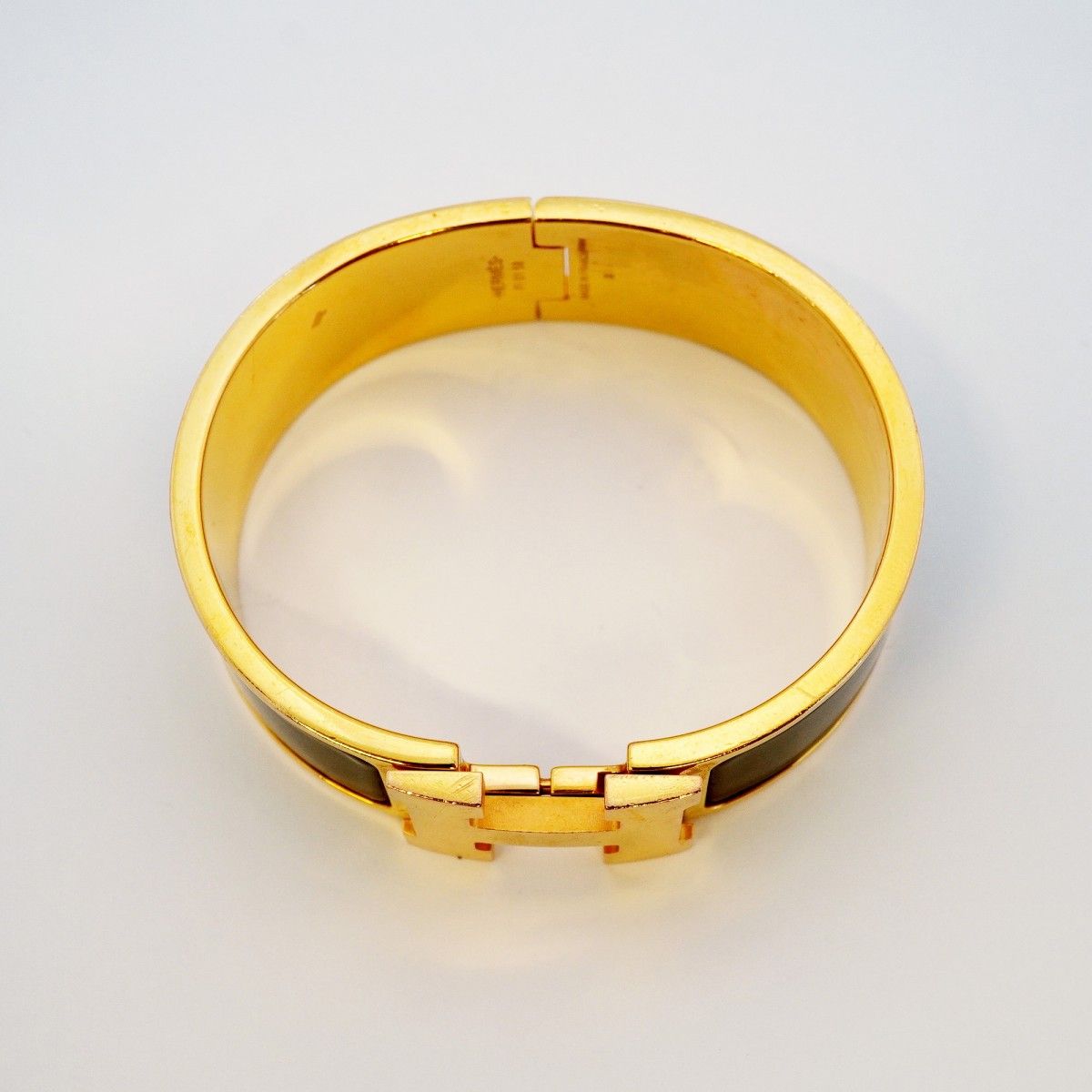Hermes Bangle Clic Clac GM Gold Plated Black Cles Dies Bracelet — view 3