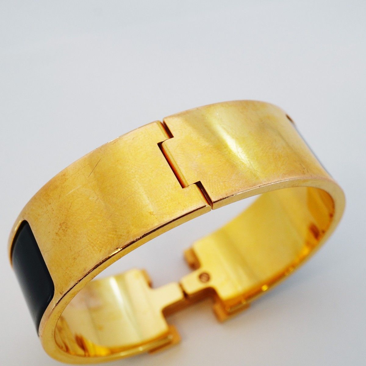 Hermes Bangle Clic Clac GM Gold Plated Black Cles Dies Bracelet — view 7