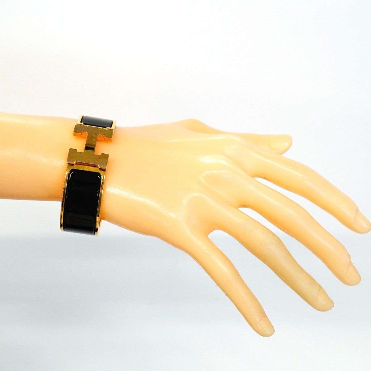 Hermes Bangle Clic Clac GM Gold Plated Black Cles Dies Bracelet — view 6