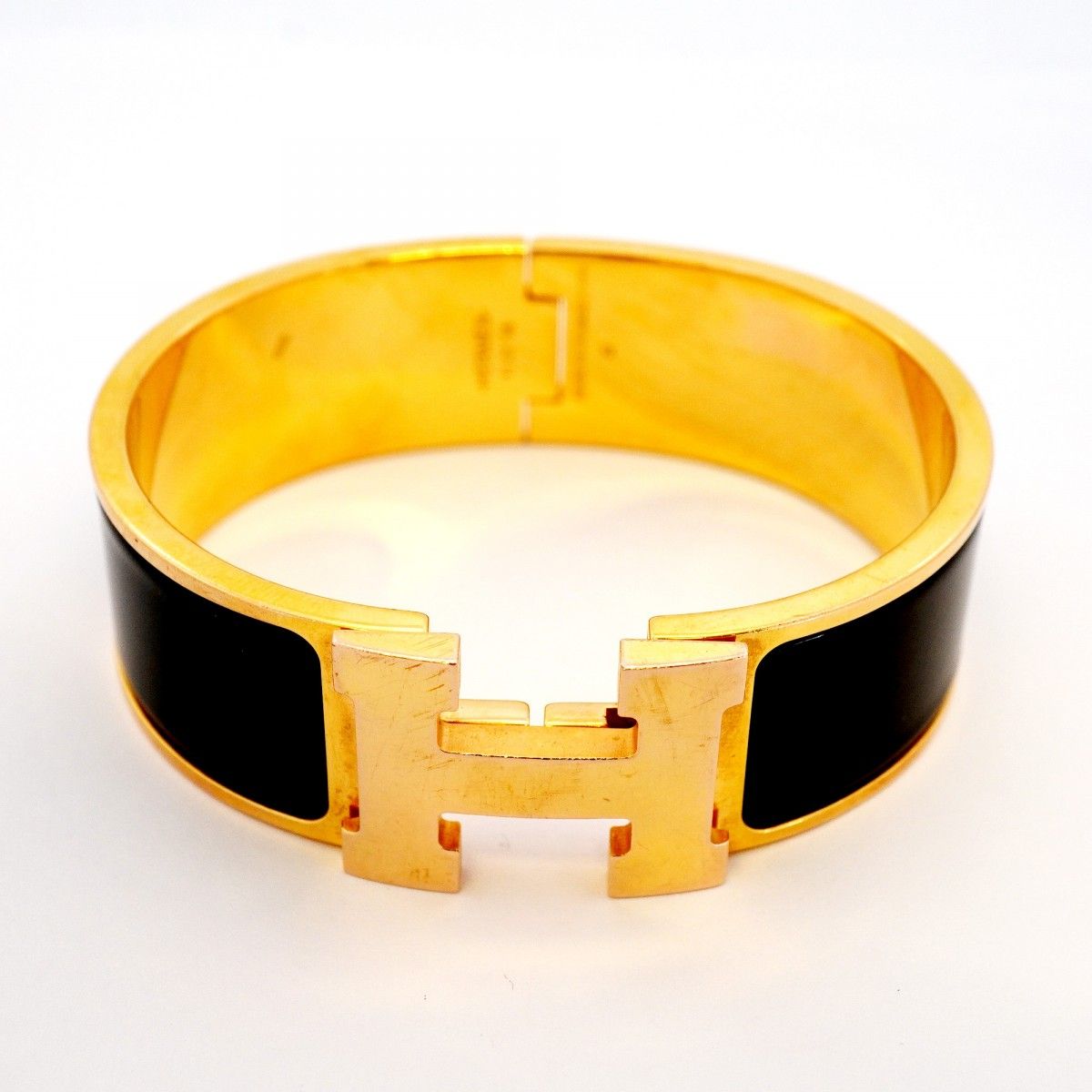 Hermes Bangle Clic Clac GM Gold Plated Black Cles Dies Bracelet — view 9