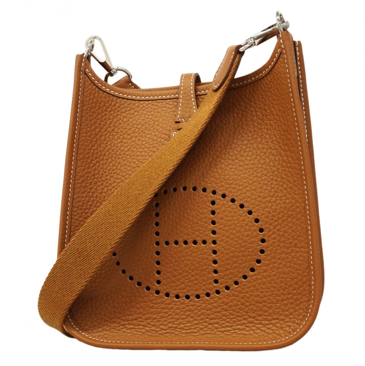 Hermes Shoulder Bag Evelyne TPM Taurillon Clemence Gold Silver