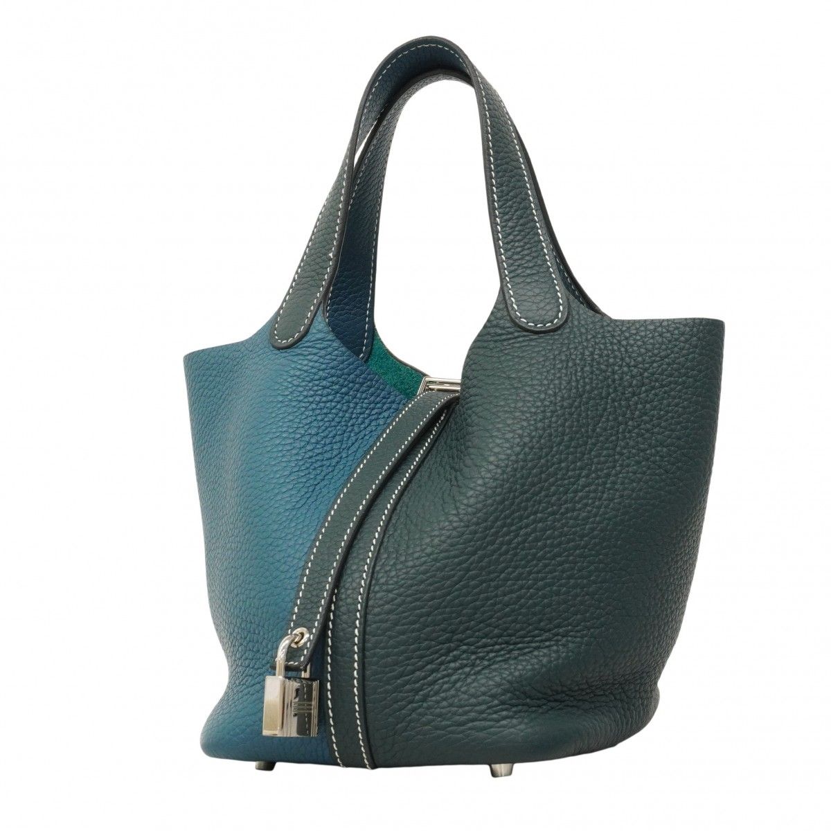 Hermes Handbag Picotin Lock Kazak PM Taurillon Clemence Vert Bosphore Cypress