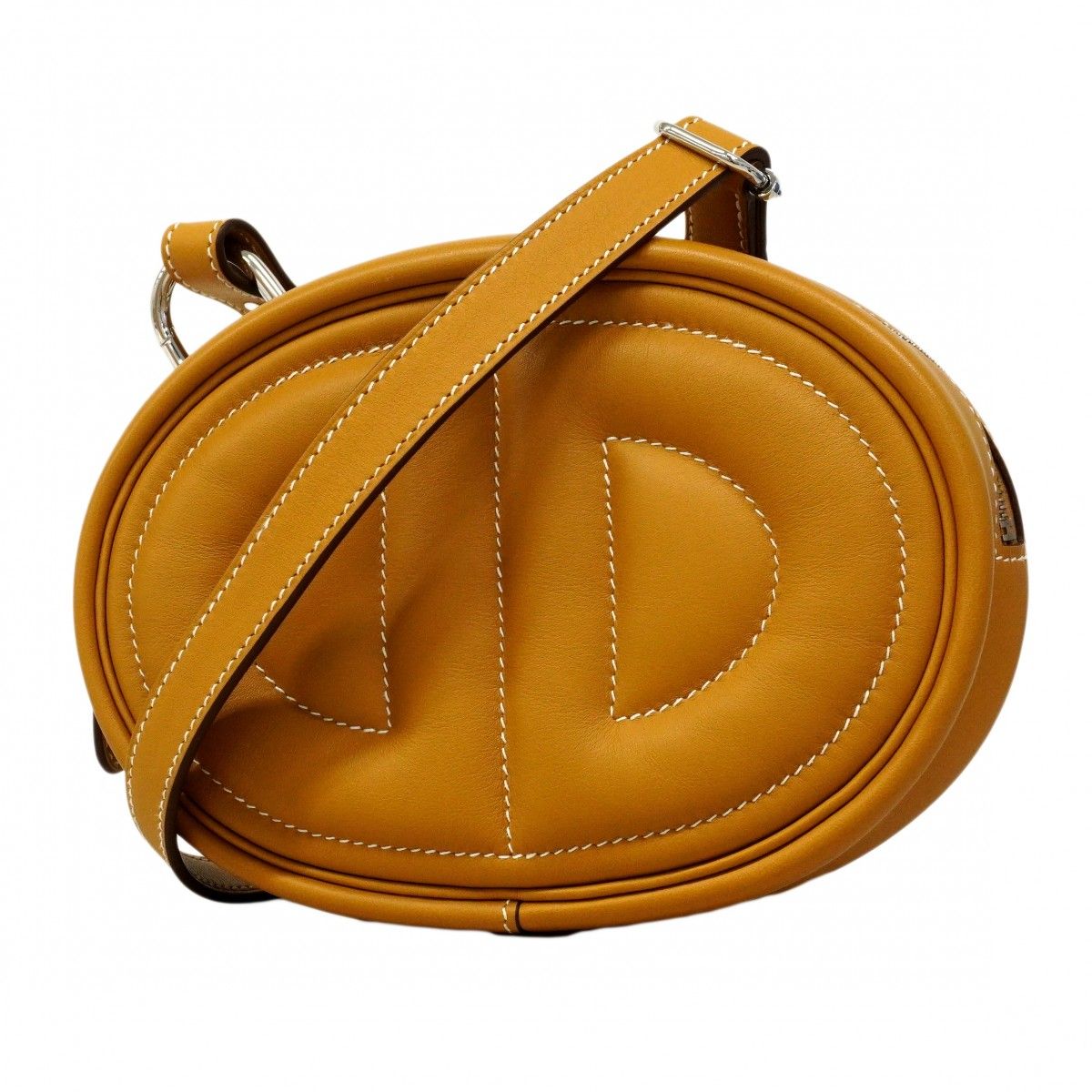 Hermes Shoulder Bag in the Loop Verso Swift Toffee Lime Silver