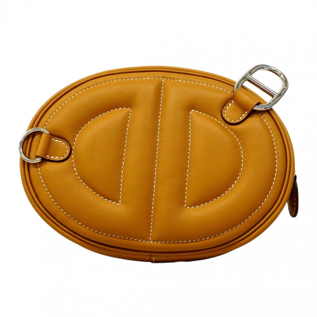 Hermes Shoulder Bag in the Loop Verso Swift Toffee Lime Silver — view 7