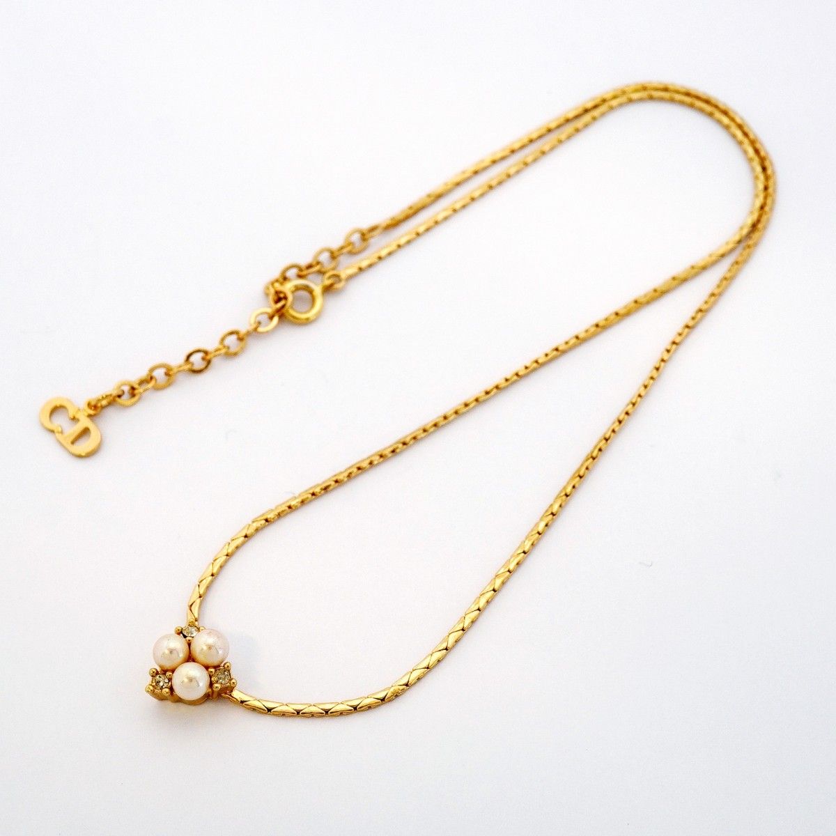 Dior Necklace Gold Plated Faux Pearl Rhinestone — view 3
