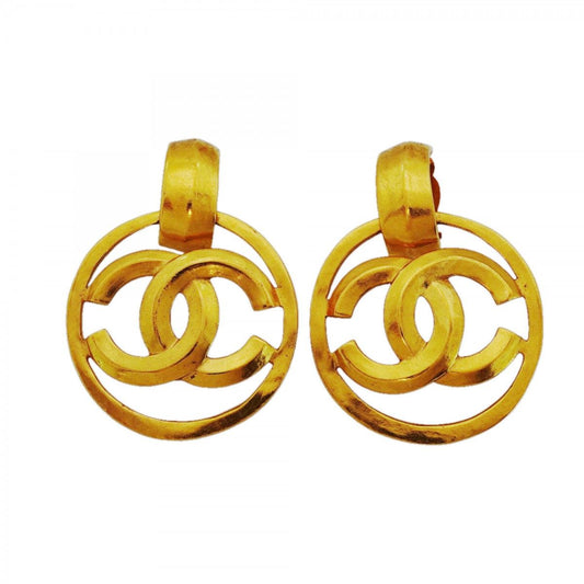 Chanel Earrings Vintage CC Logo Round