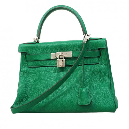 Hermes Handbag Kelly 28 Taurillon Clemence Vertigo Silver 2-Way Bag