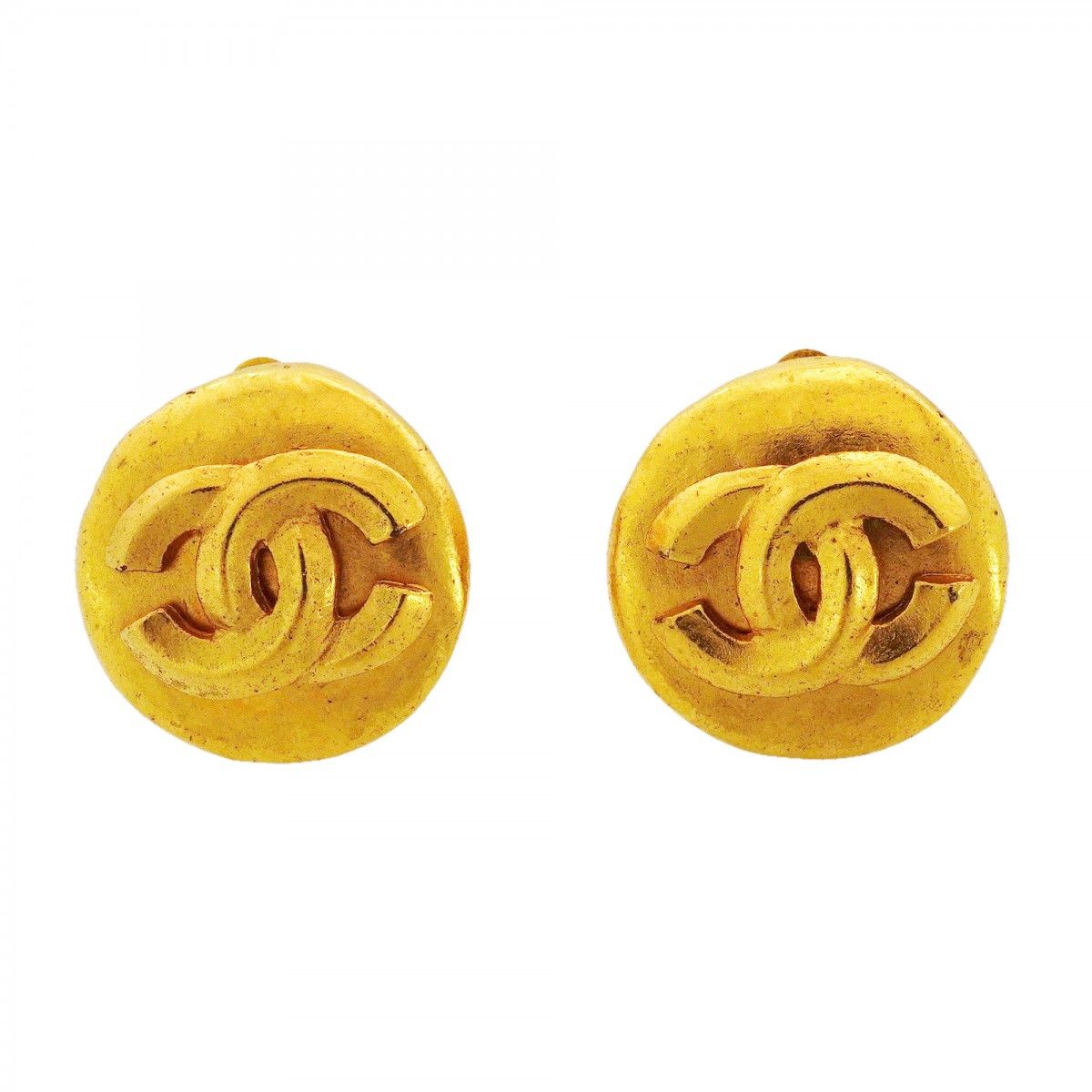 Chanel Earrings Vintage CC Logo Gold Plated