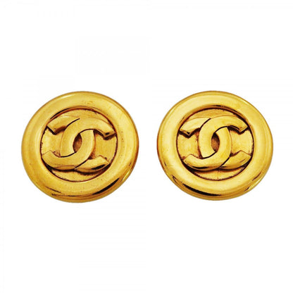 Chanel Earrings Vintage CC Logo Round