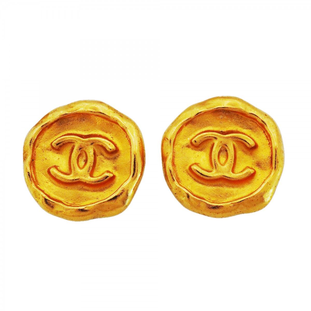Chanel Earrings Vintage CC Logo Gold Plated