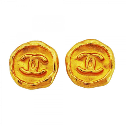 Chanel Earrings Vintage CC Logo Gold Plated