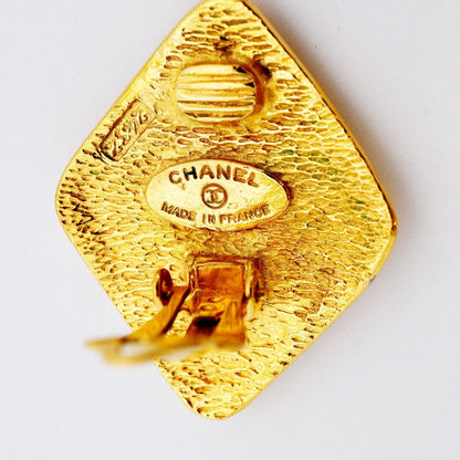 Chanel Earrings Vintage CC Logo Diamond Gold Plated — view 4