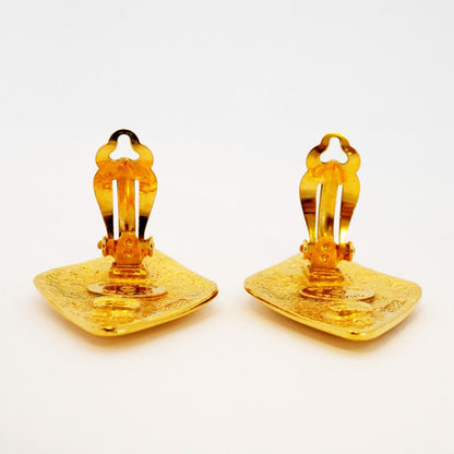 Chanel Earrings Vintage CC Logo Diamond Gold Plated — view 6