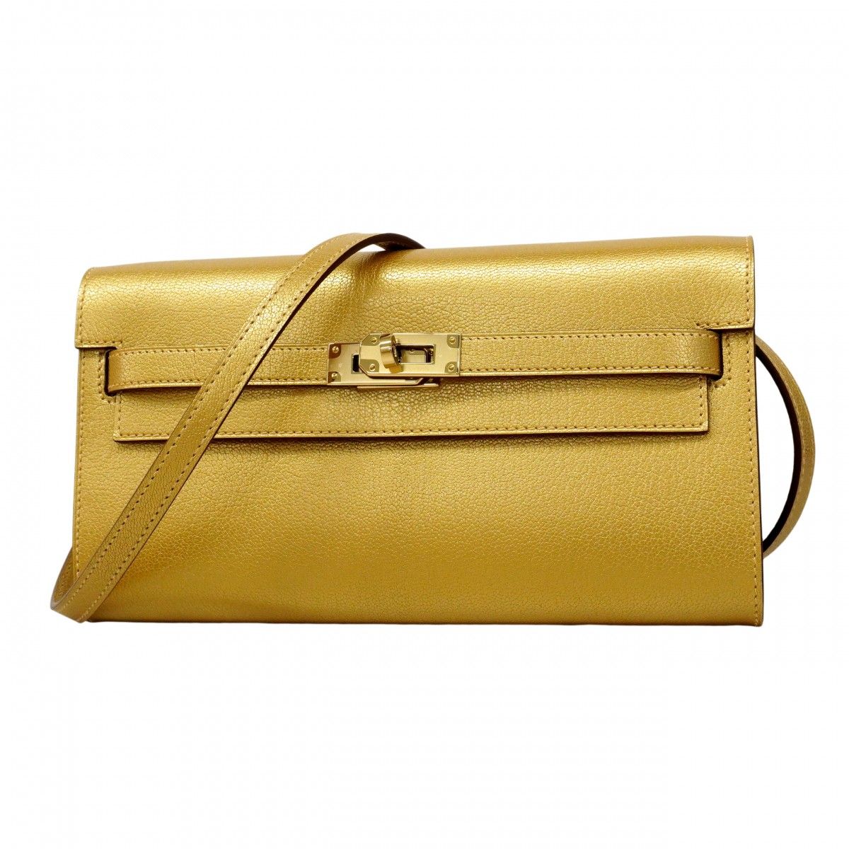 Hermes Shoulder Wallet Kelly Go Chevre Misor Dore Gold