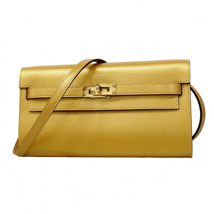 Hermes Shoulder Wallet Kelly Go Chevre Misor Dore Gold