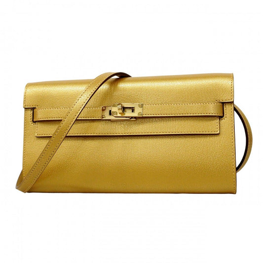 Hermes Shoulder Wallet Kelly Go Chevre Misor Dore Gold