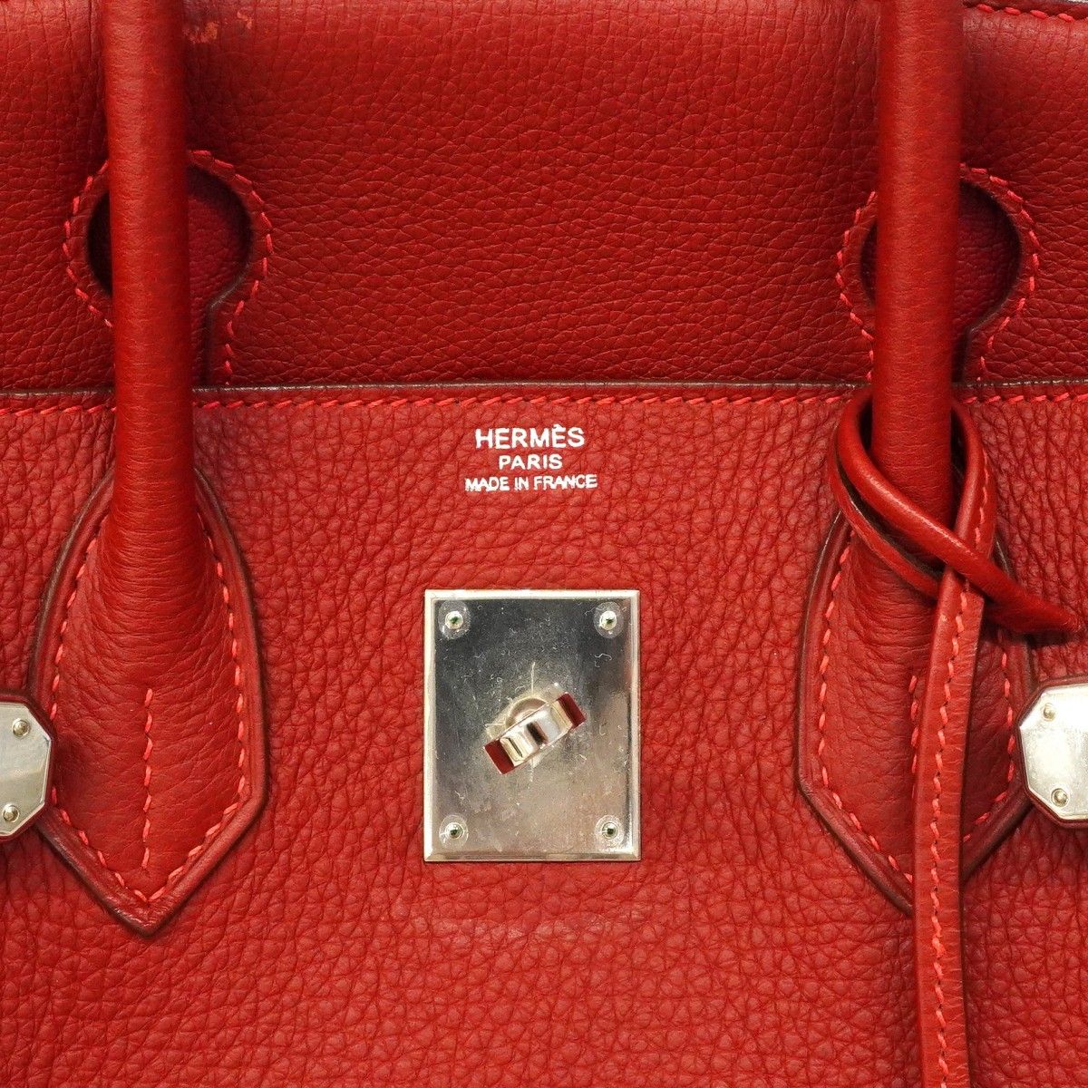 Hermes Handbag Birkin 30 Togo Rouge Vif Silver — view 5