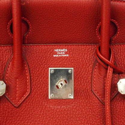 Hermes Handbag Birkin 30 Togo Rouge Vif Silver — view 5