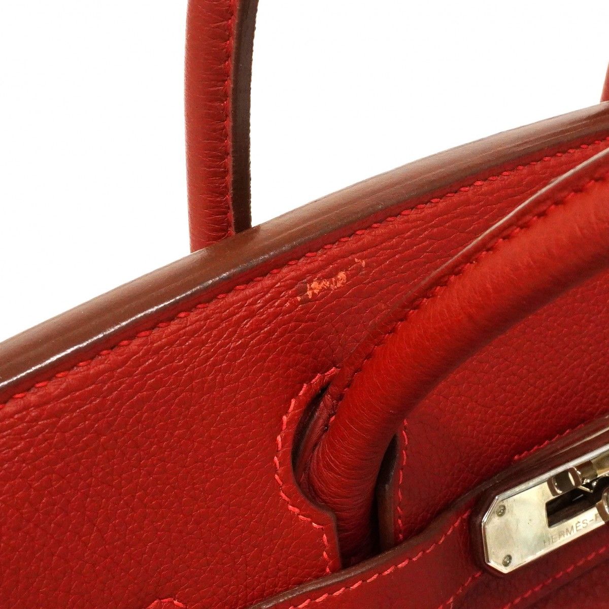 Hermes Handbag Birkin 30 Togo Rouge Vif Silver — view 7