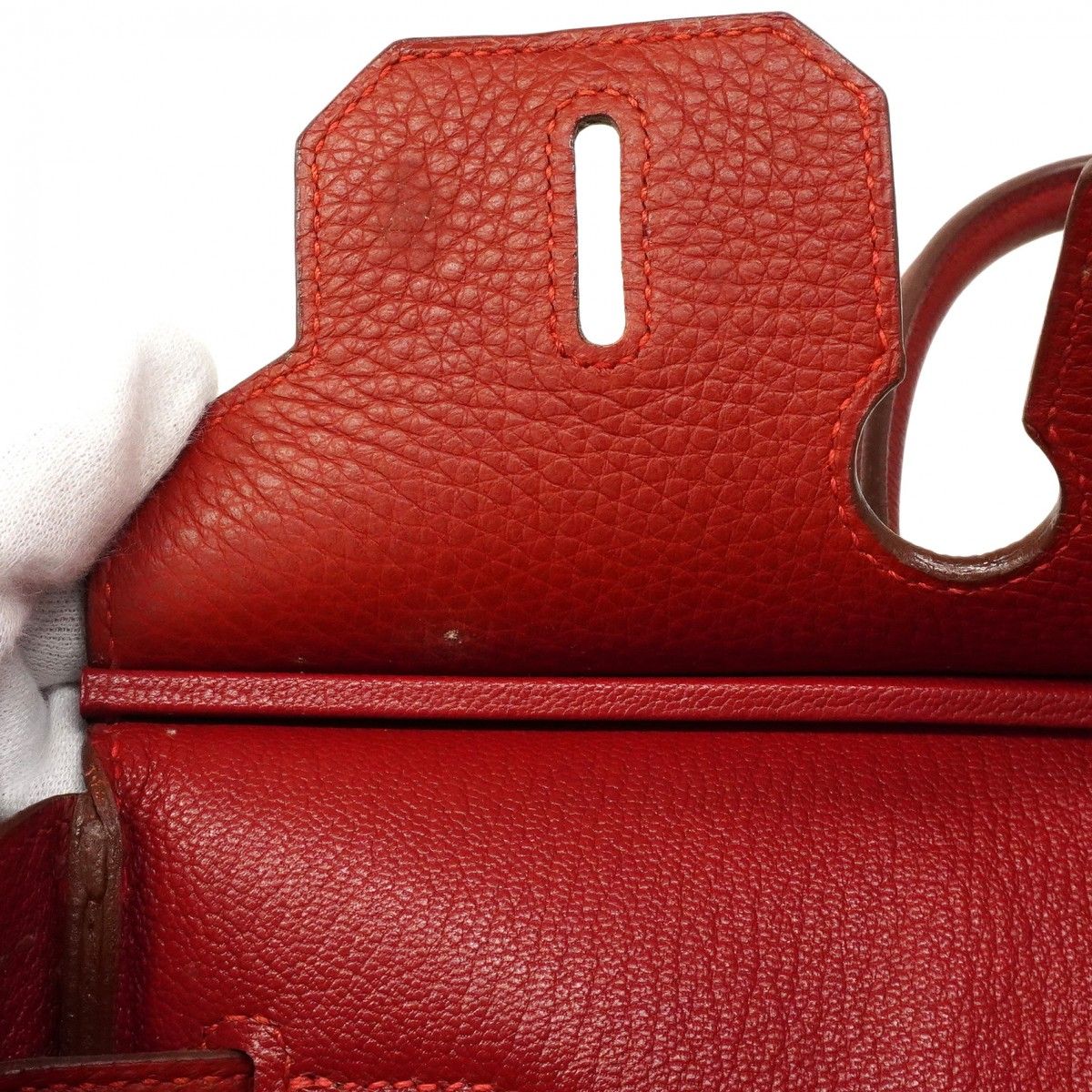 Hermes Handbag Birkin 30 Togo Rouge Vif Silver — view 8
