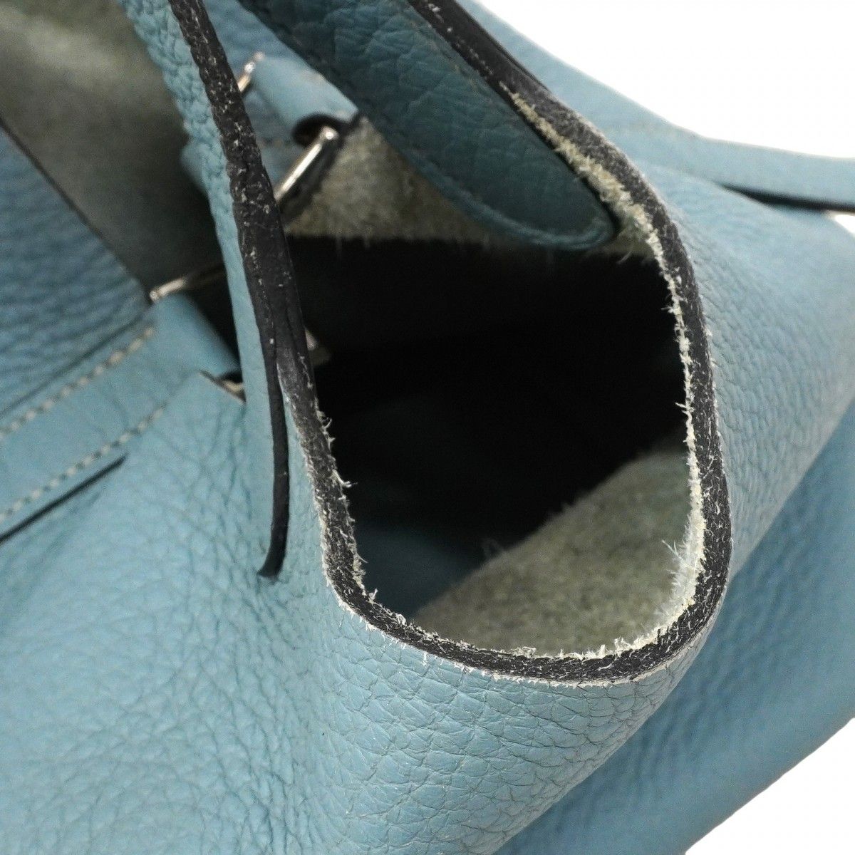 Hermes Handbag Picotin Lock PM Taurillon Clemence Blue Jean Silver — view 8