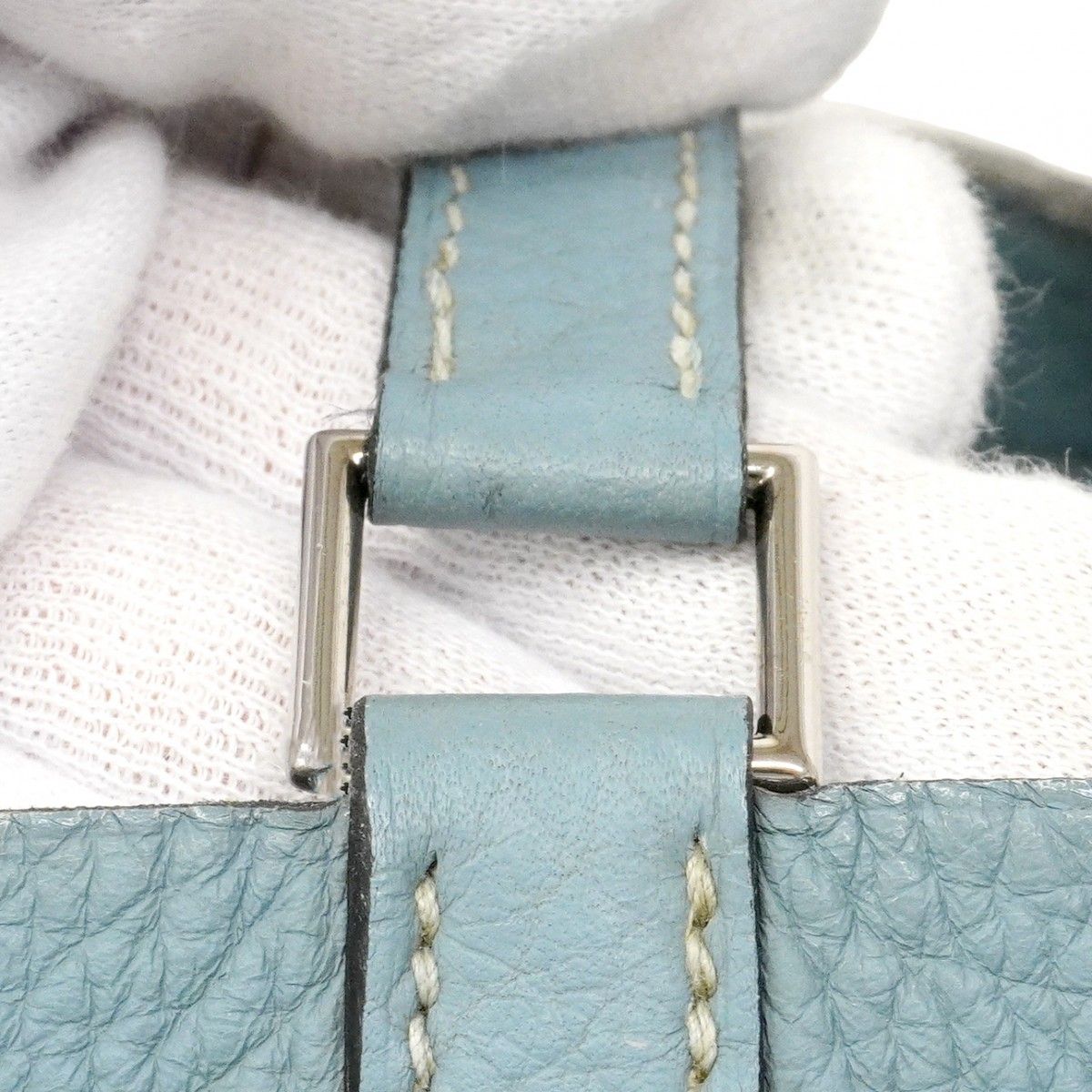 Hermes Handbag Picotin Lock PM Taurillon Clemence Blue Jean Silver — view 9