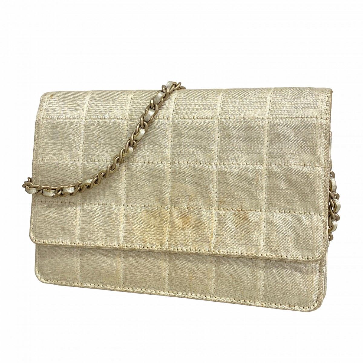 Chanel Shoulder Wallet New Travel Nylon Silver