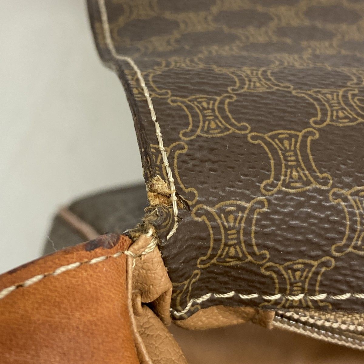 Celine Shoulder Bag Macadam Brown Gold — view 6