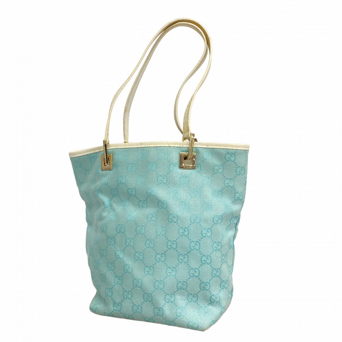 Gucci Tote GG Canvas 002 Blue White Gold
