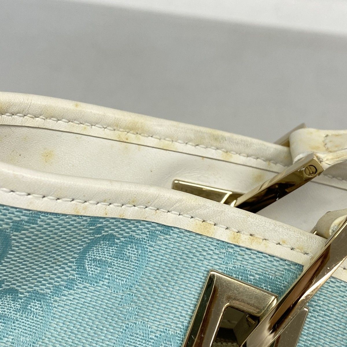 Gucci Tote GG Canvas 002 Blue White Gold — view 7