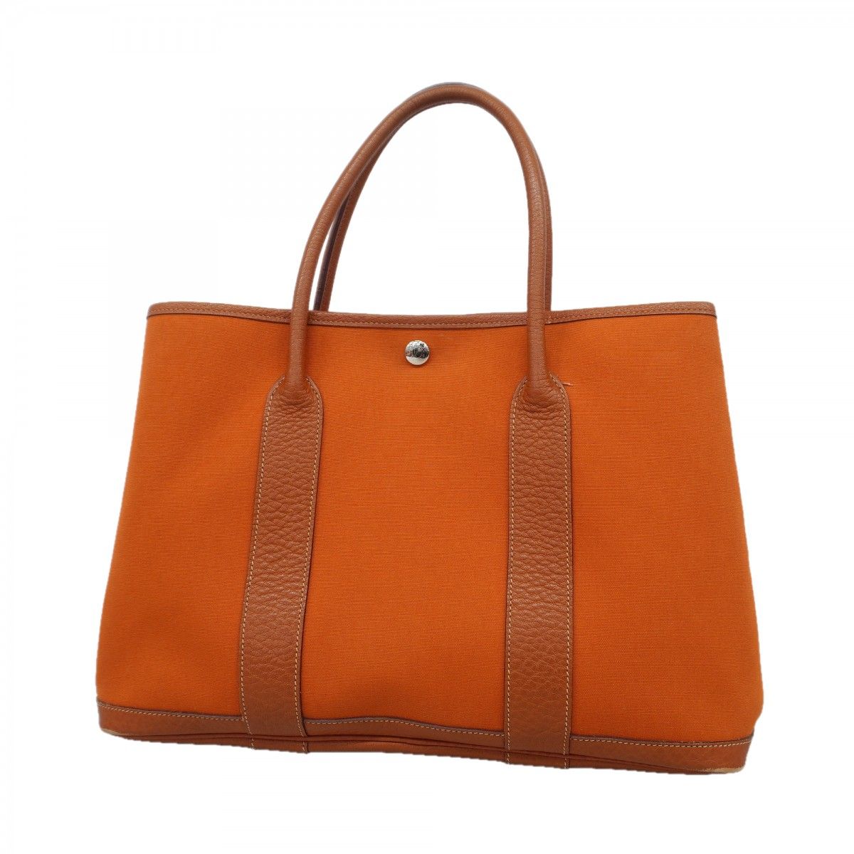 Hermes Tote Garden Party PM Toile Officier Orange Silver