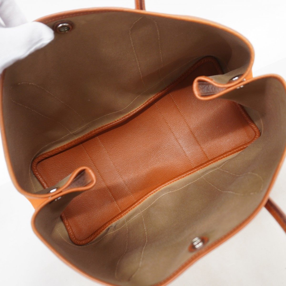 Hermes Tote Garden Party PM Toile Officier Orange Silver — view 4