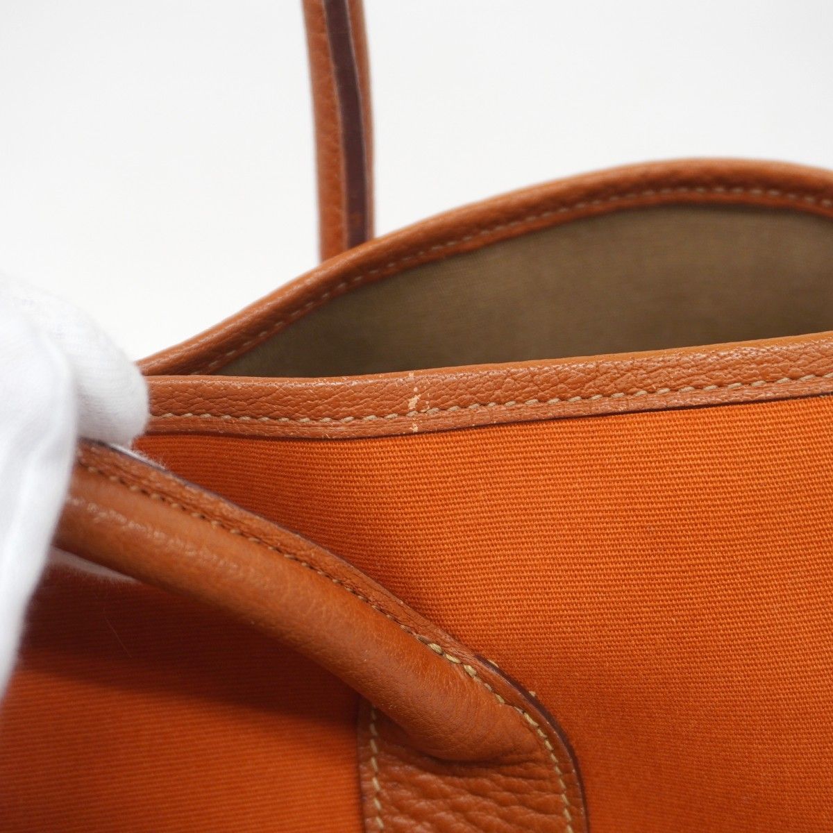 Hermes Tote Garden Party PM Toile Officier Orange Silver — view 7