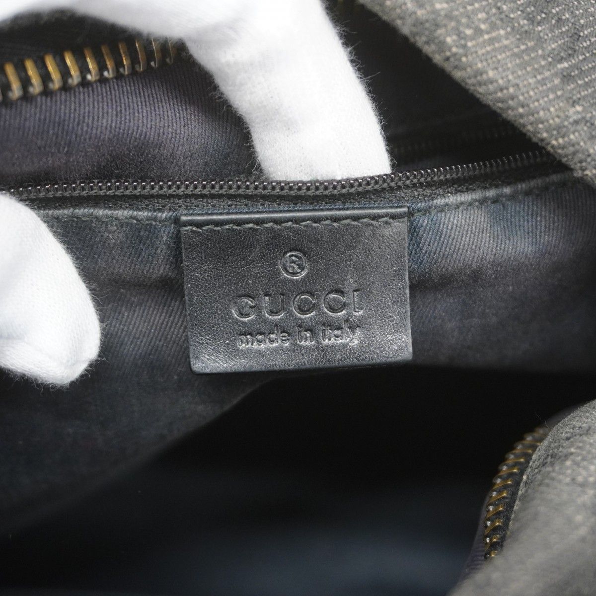 Gucci Shoulder Bag Denim Black Silver — view 5