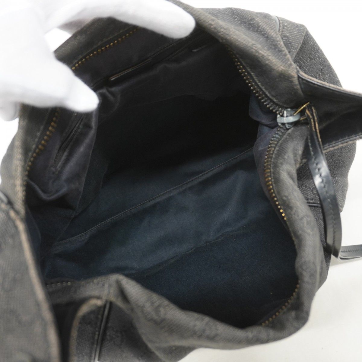 Gucci Shoulder Bag Denim Black Silver — view 4