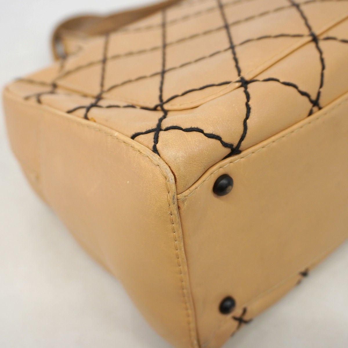 Chanel Handbag Wild Stitch Lambskin Brown Black Gold — view 6